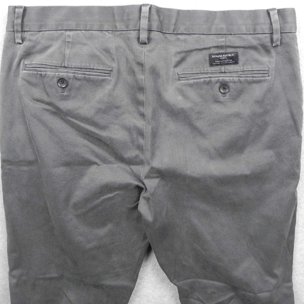 Banana Republic Chino Pants Mens 35x32 Fulton Skinny Fit Gray Stretch Trousers